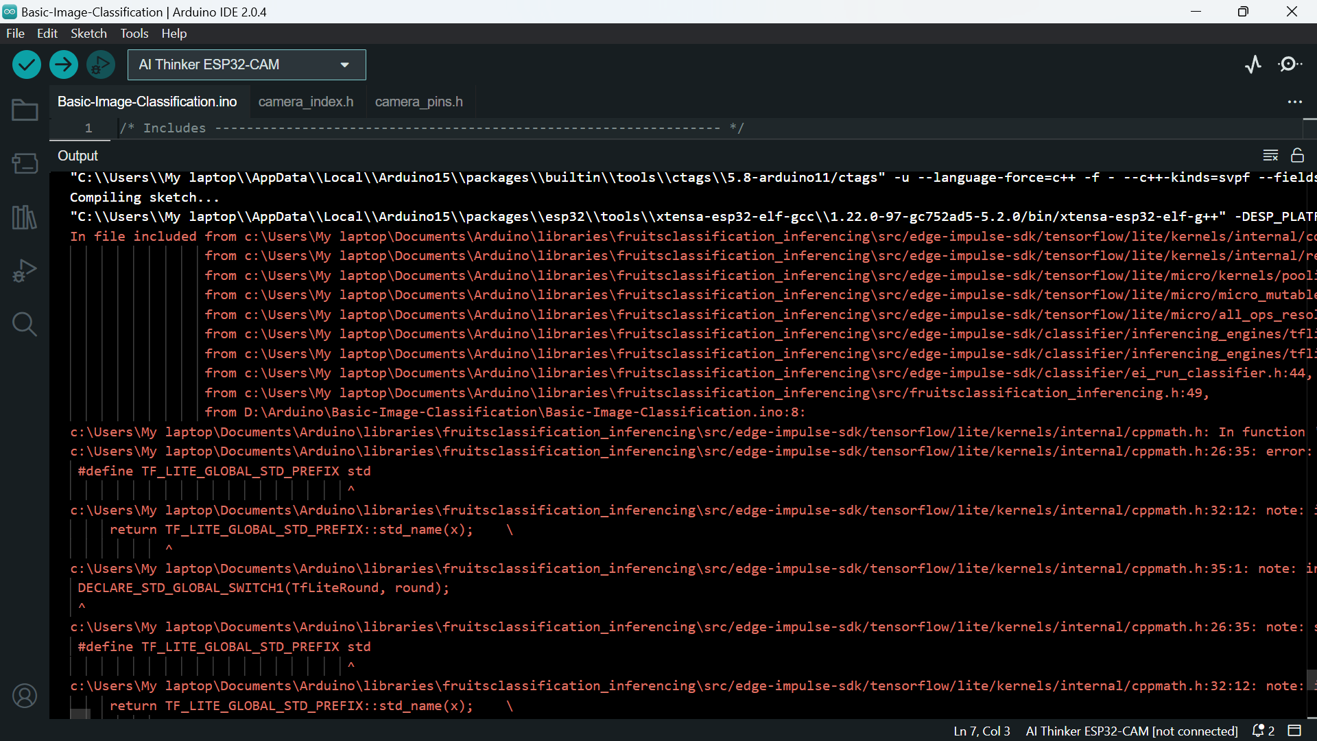 My image classification system on esp32-cam crashed and I can&rsquo;t 