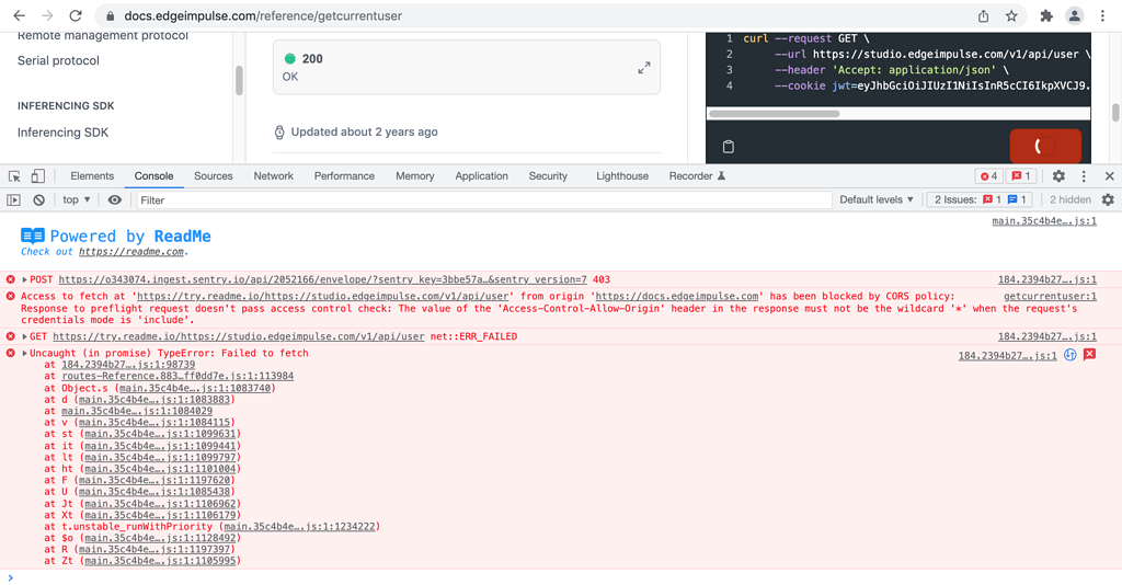 Problems with the JWT token testing the API - Help - Edge Impulse Forum