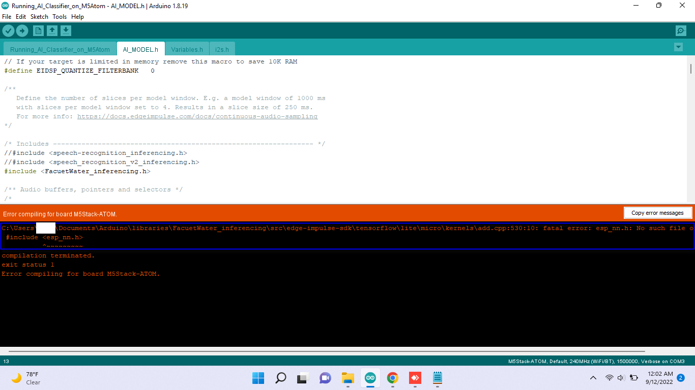 Error compiling for board M5Stack-ATOM - IDE 1.x - Arduino Forum